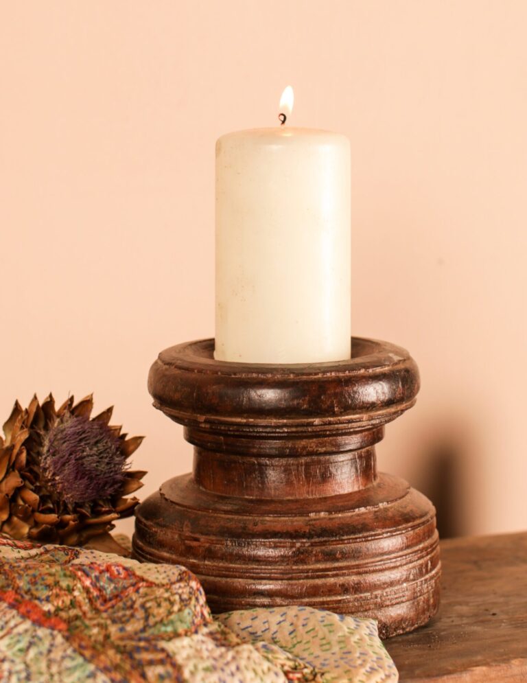 Antique Wood Candle Holder