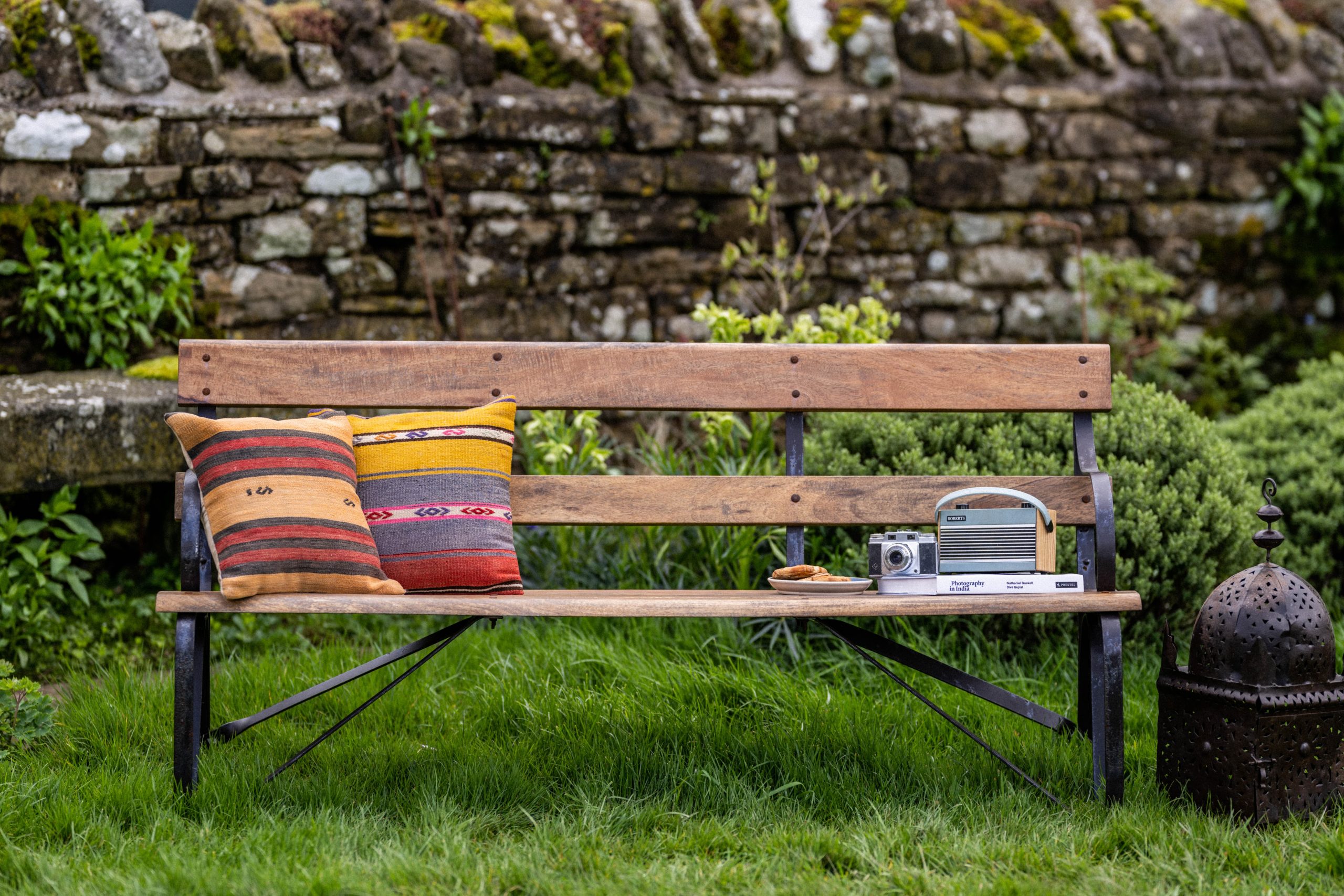 Black Wooden Garden Bench Gallery Image