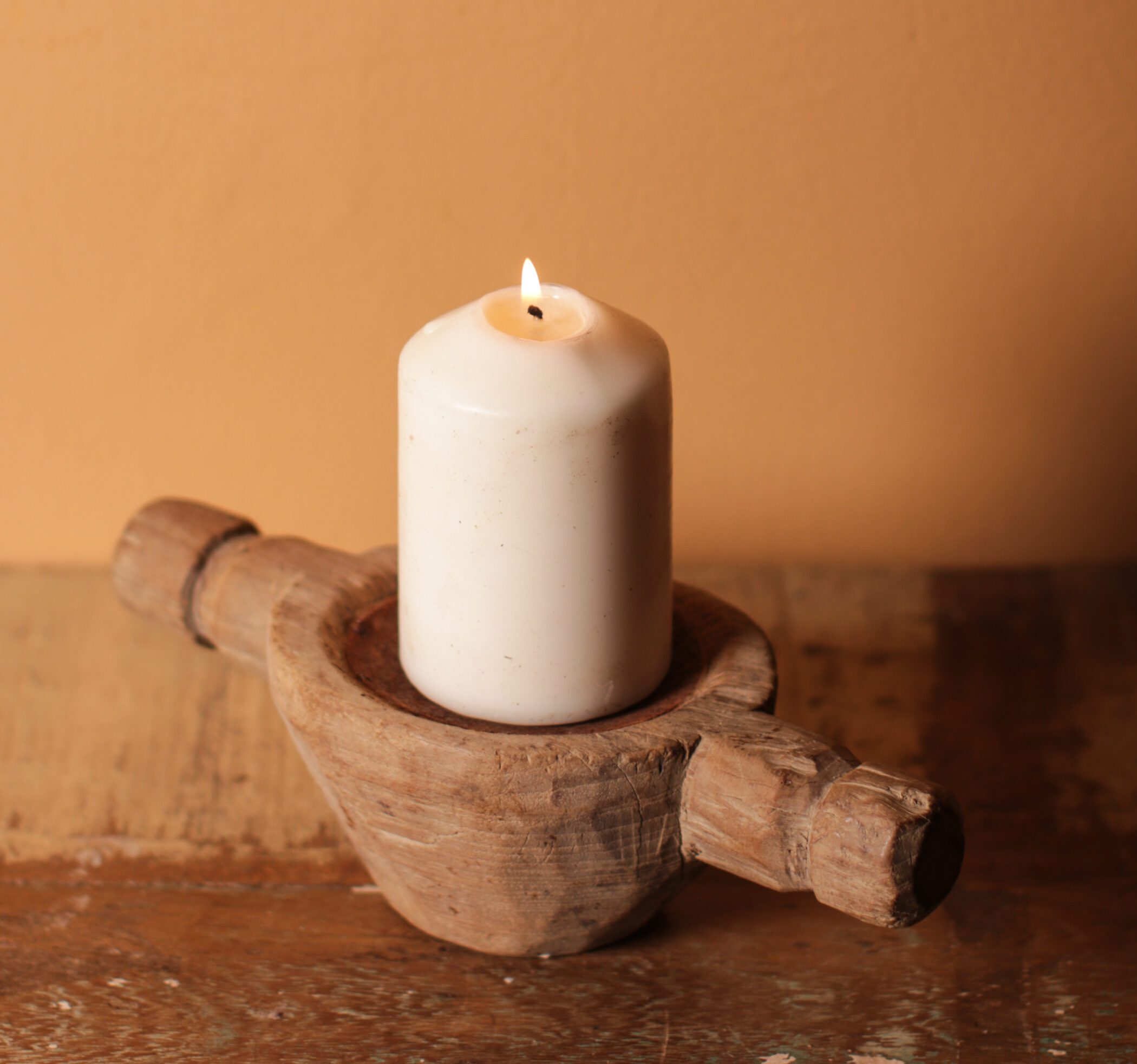 Small Wooden Candle Holder Gallery Image