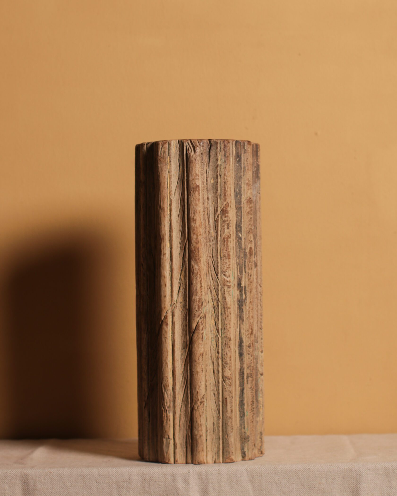 Natural Wooden Pillar Candle Stand Gallery Image