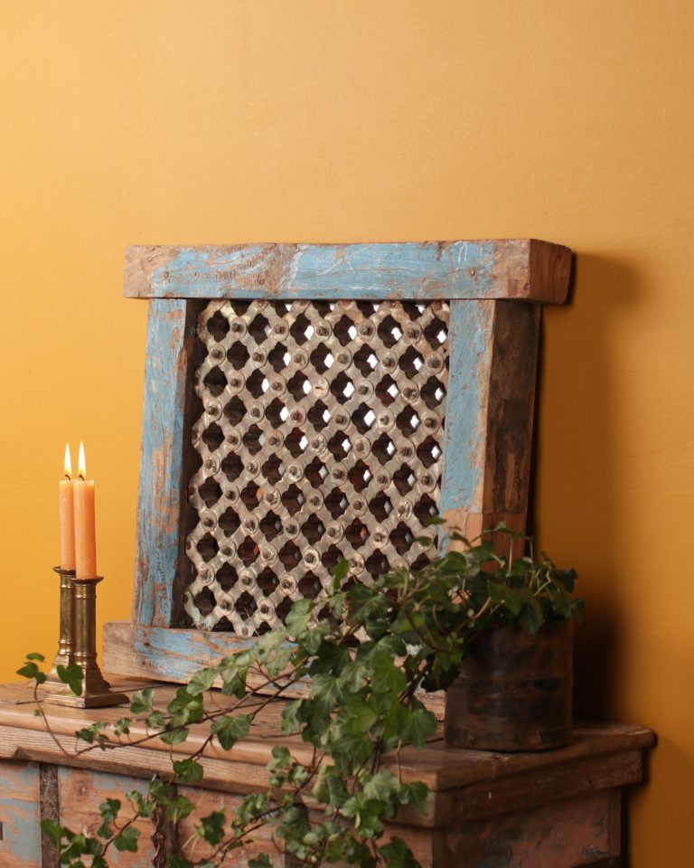 Distressed Blue Jali Mirror