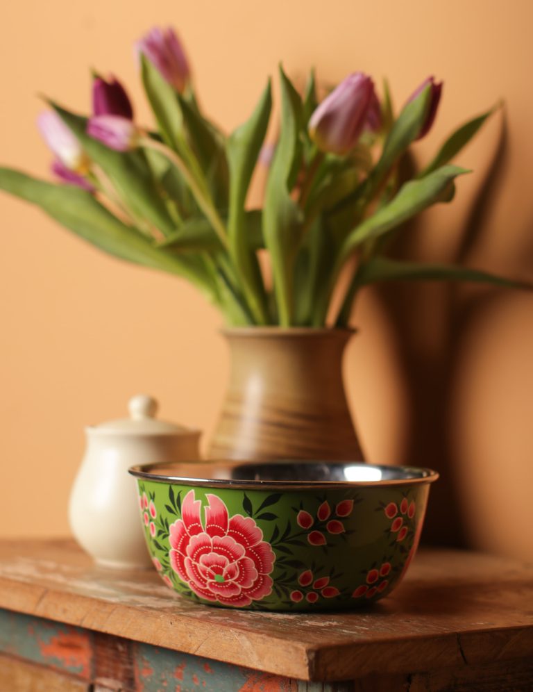 Green Hand Painted Bowl