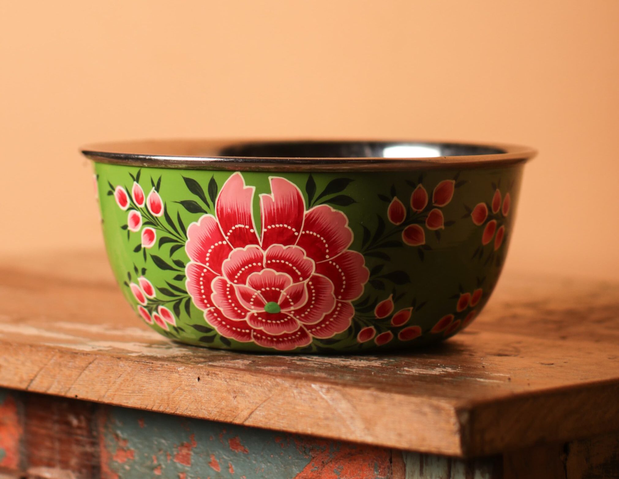 Green Hand Painted Bowl Gallery Image