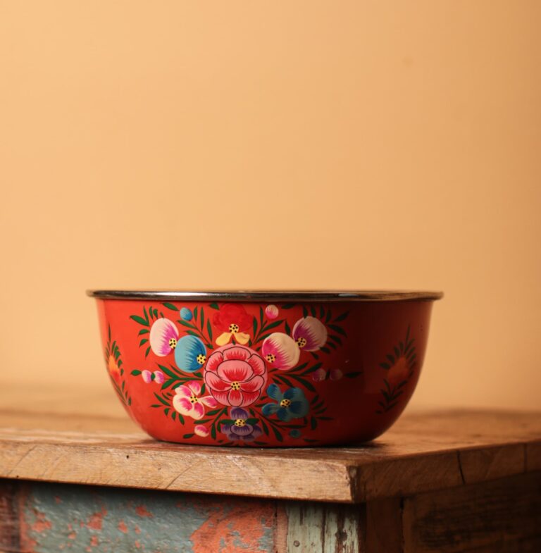Red Hand Painted Bowl