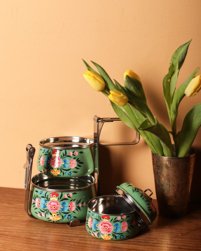 Teal Hand Painted Tiffin