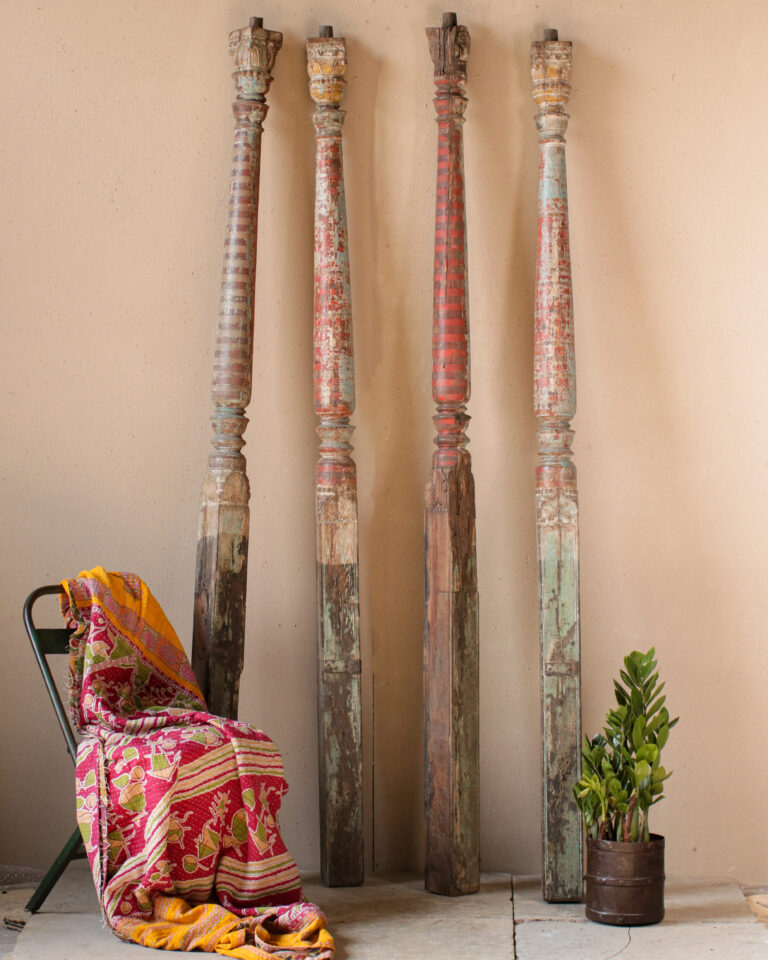 Hand-Painted Wooden Pillars