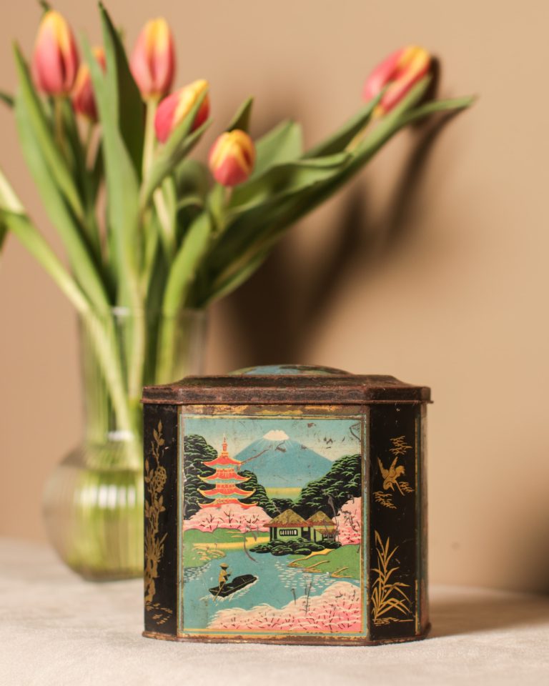 Japanese Garden Painted Tin