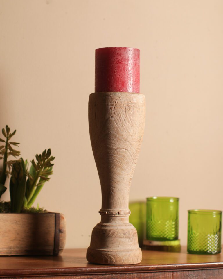 Sun Bleached Wood Candle Stand