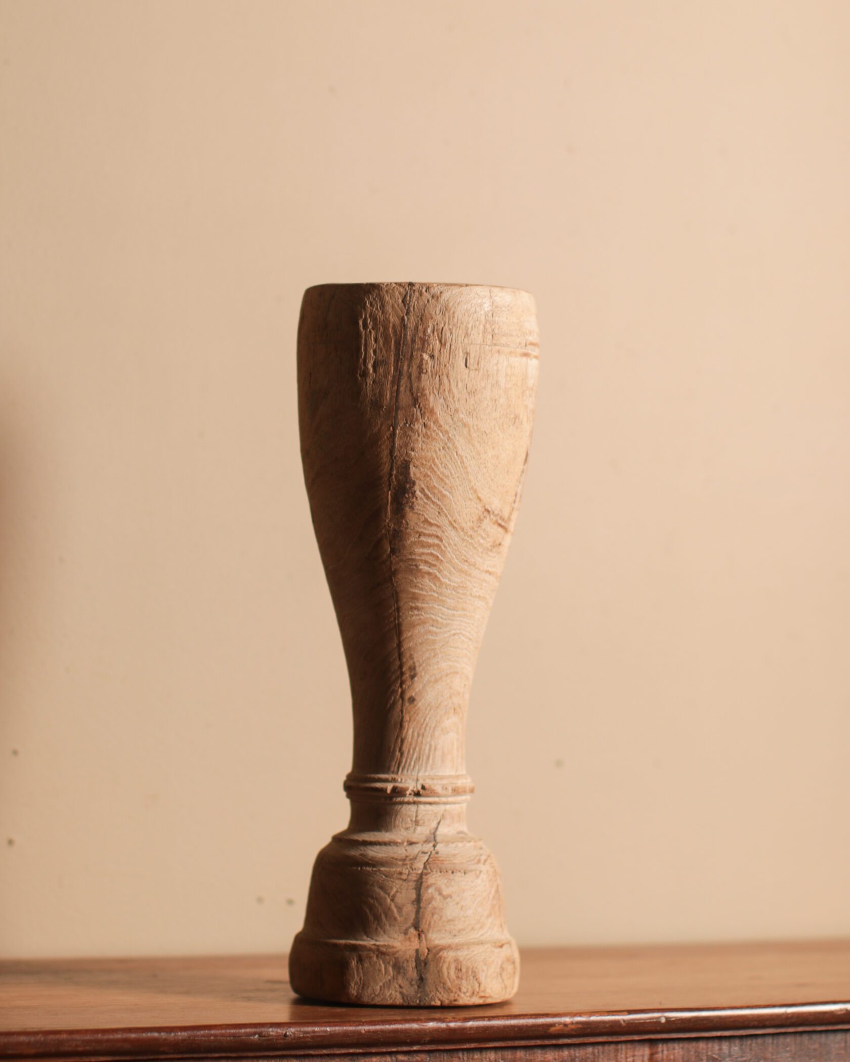 Sun Bleached Wood Candle Stand Gallery Image