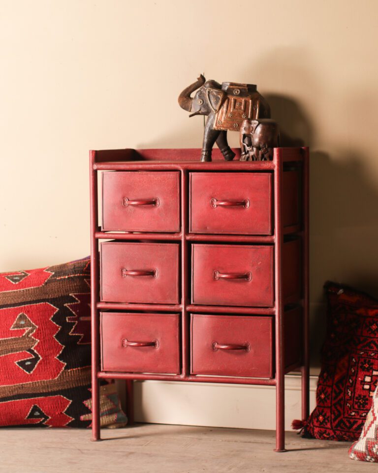 Red Metal Drawer Cabinet
