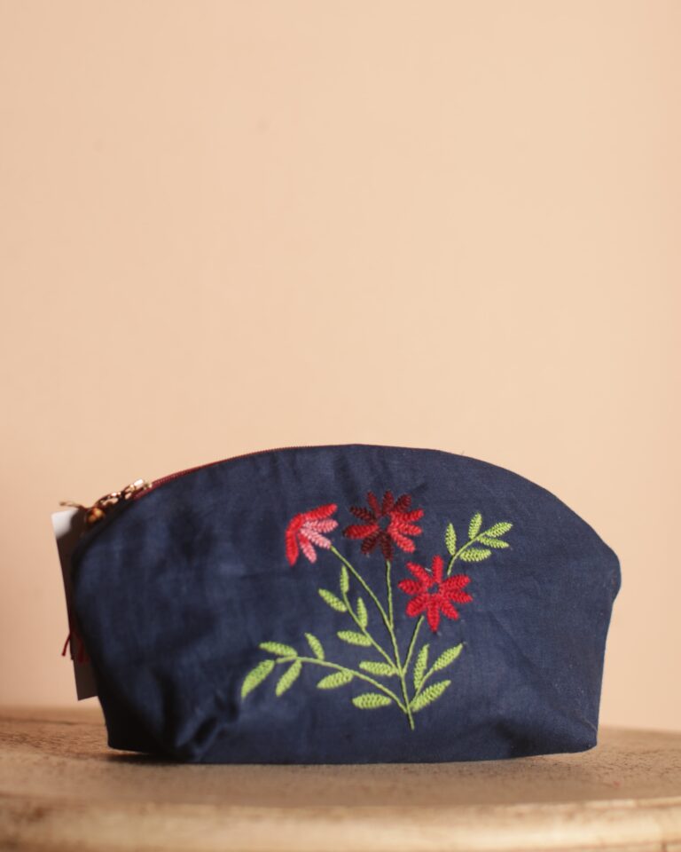 Navy Embrioded Pouch