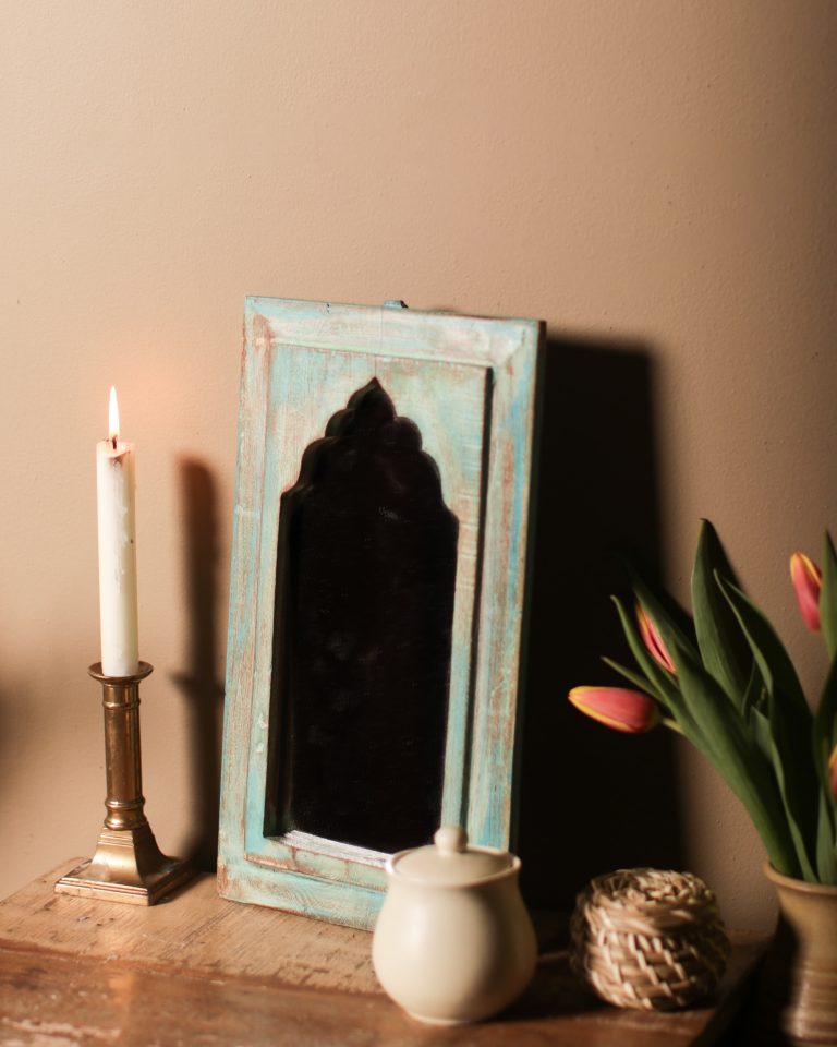 Teal Panel Mirror