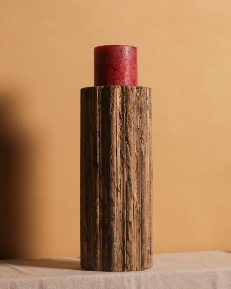 Natural Wooden Pillar Candle Stand