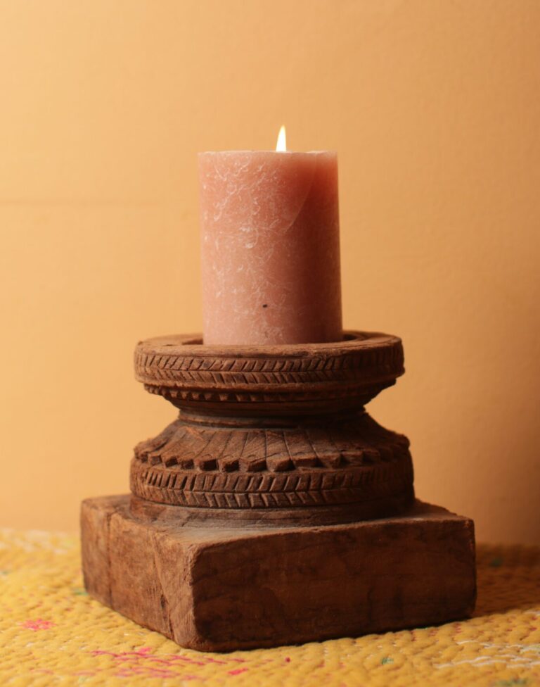 Square Wood Candle Holder