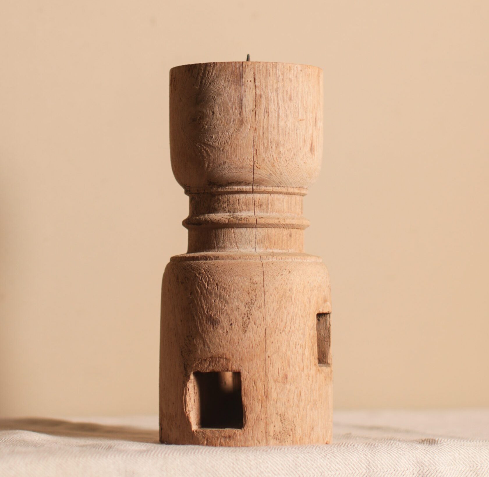 Limed Charpoi Candlestand Gallery Image