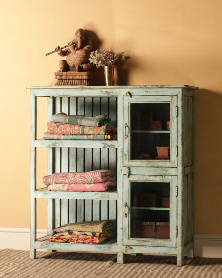 Distressed Blue Shelves