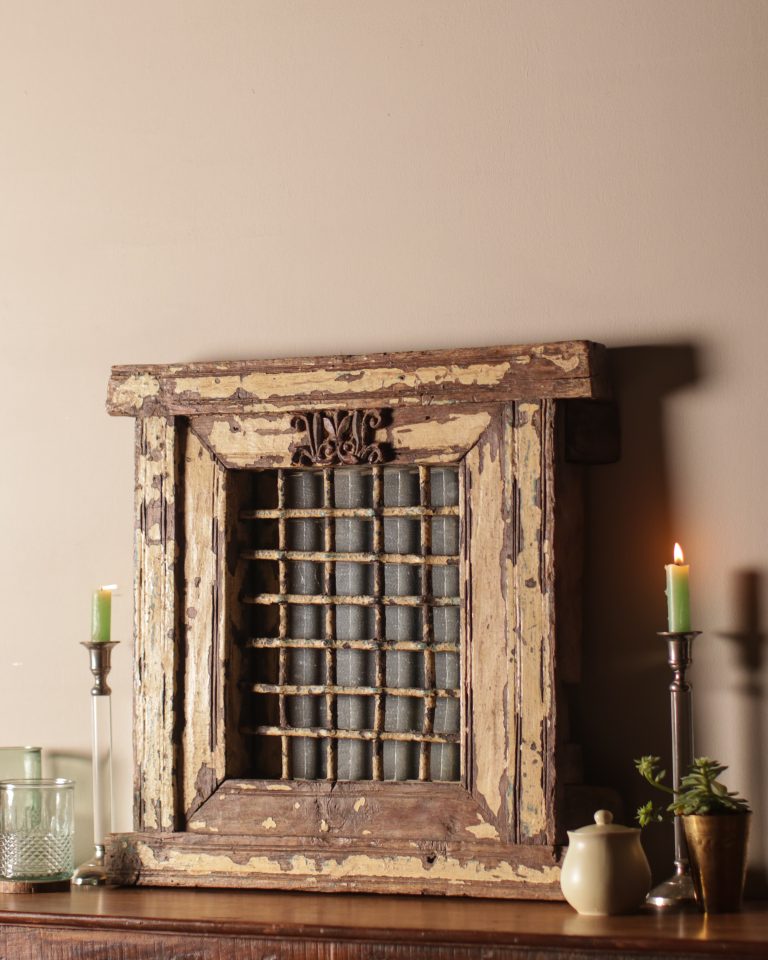 Yellow Framed Jali Mirror