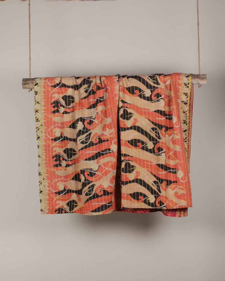 Red Indian Kantha Throw