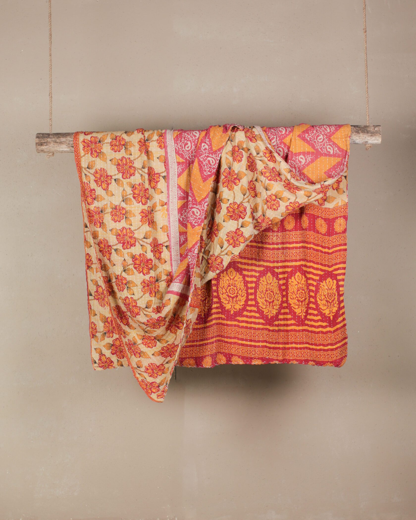 Orange Hand Stitched Kantha Gallery Image