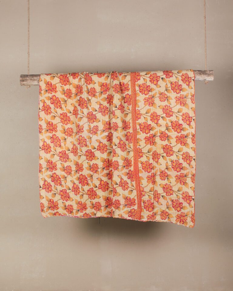 Orange Hand Stitched Kantha