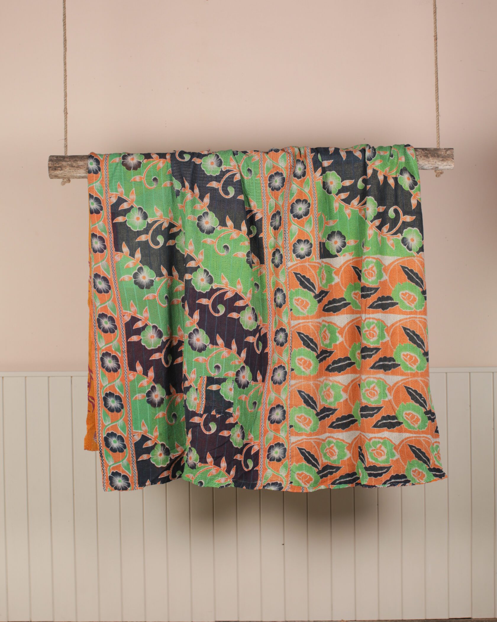 Green Patterned Kantha Gallery Image