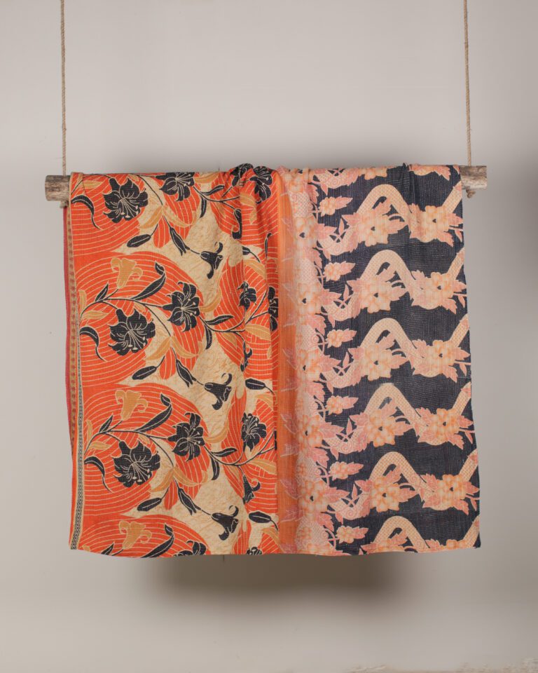 Patterned Kantha Stitch Throw