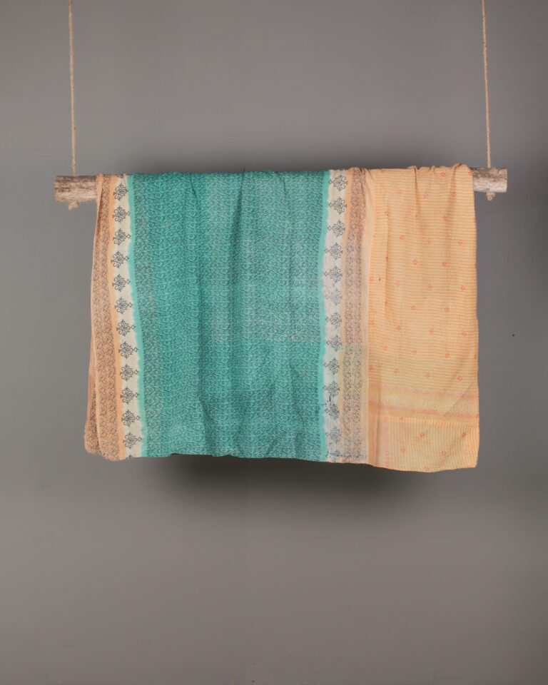 Teal Kantha Throw