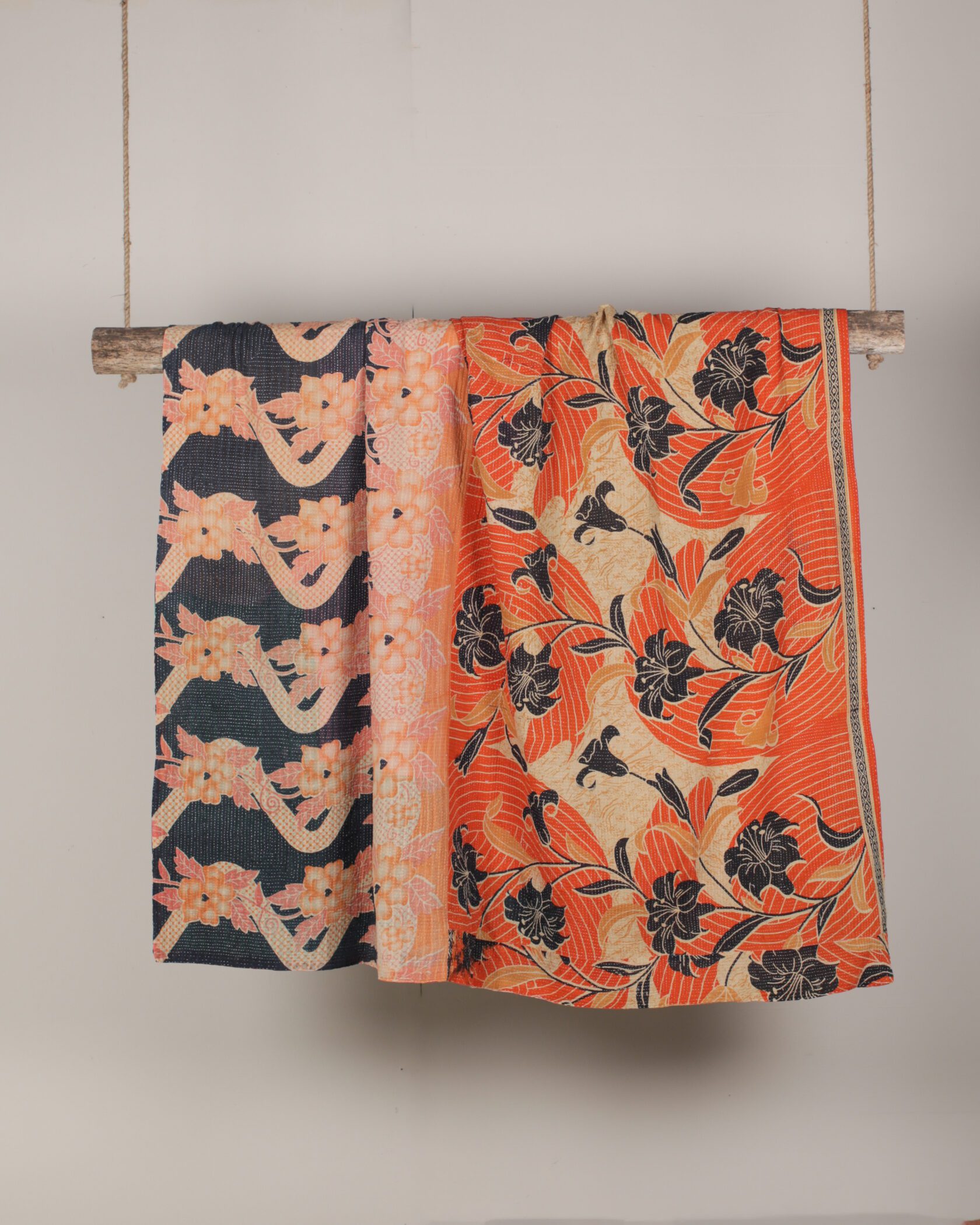 Patterned Kantha Stitch Throw Gallery Image