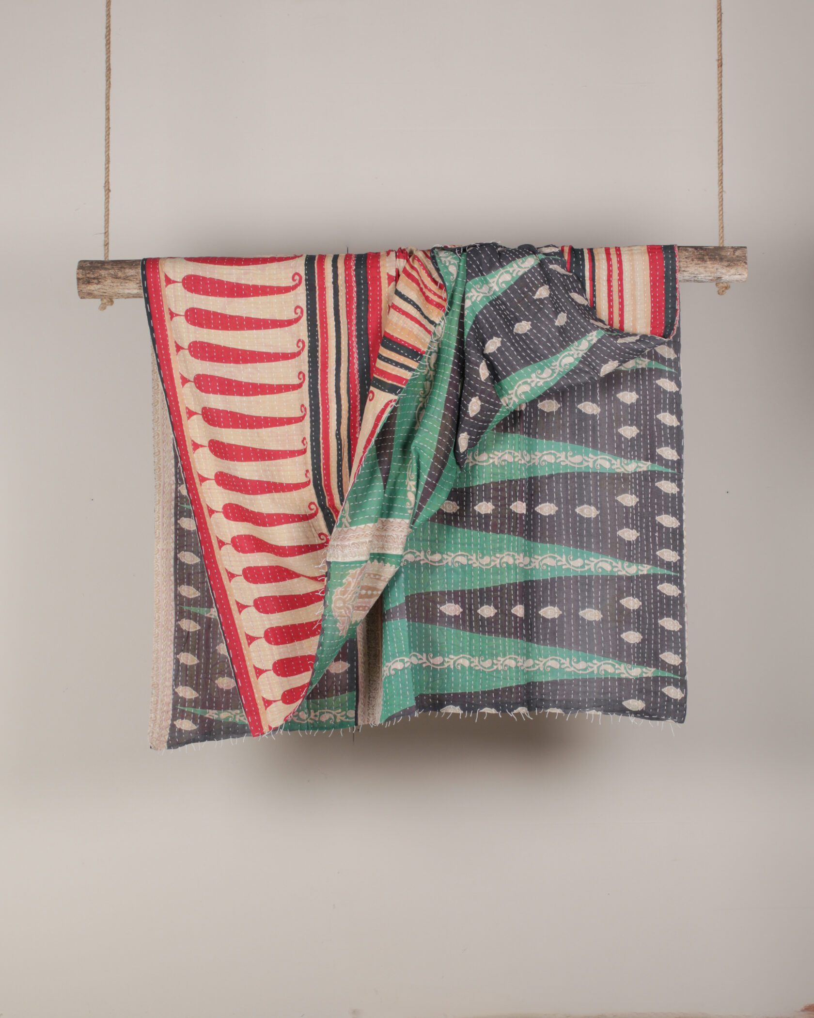 Patterned Kantha Throw Gallery Image