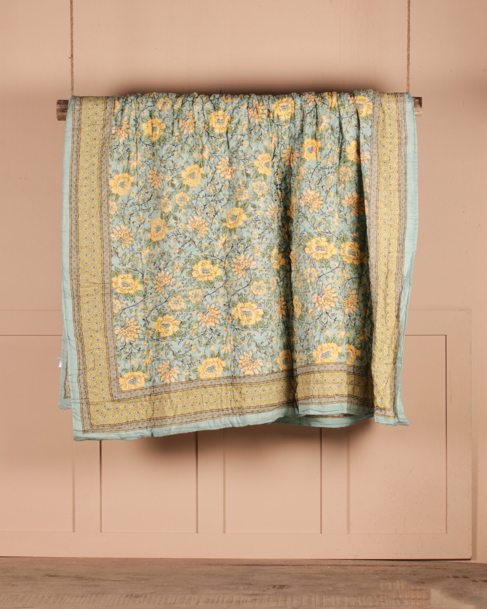 Blue & Yellow Floral Quilt Gallery Image