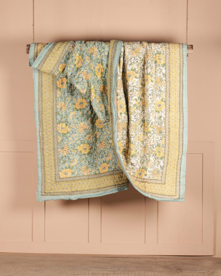 Blue & Yellow Floral Quilt