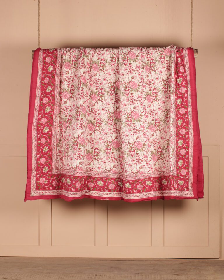 Bright Pink Floral Quilt